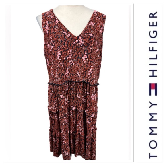 Tommy Hilfiger Dresses & Skirts - Tommy Hilfiger sleeveless tiered dress with floral print size 16
